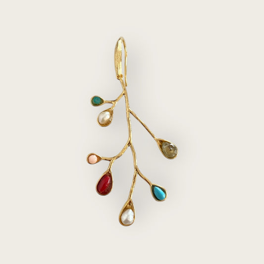 Single multi gemstone earring