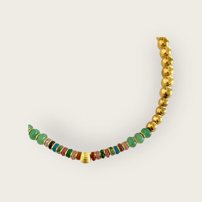 Long hematite pearls with gemstone discs