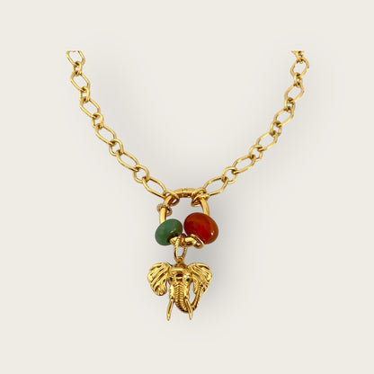 Necklace with Elephant and gemstones