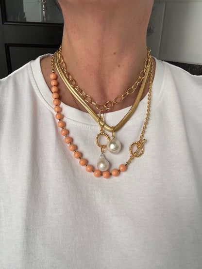 Snake chain necklace with pearl