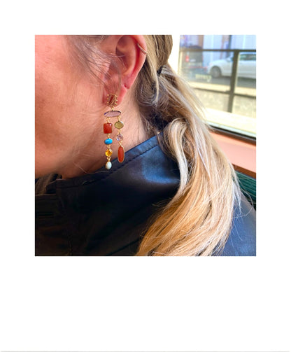 Single multi stones earring