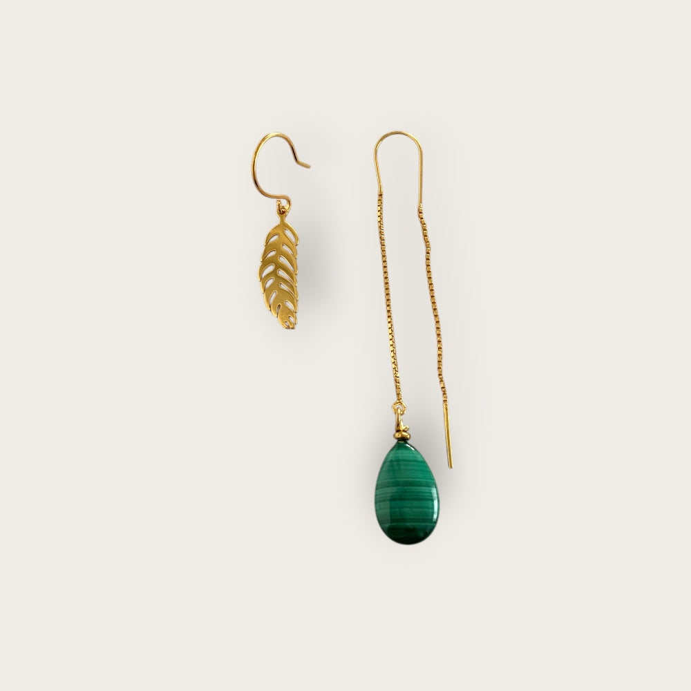 Earrings with Malachite