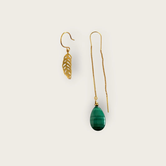 Earrings with Malachite