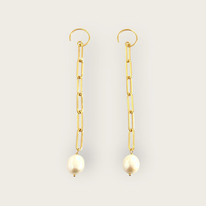 Long pearl earrings