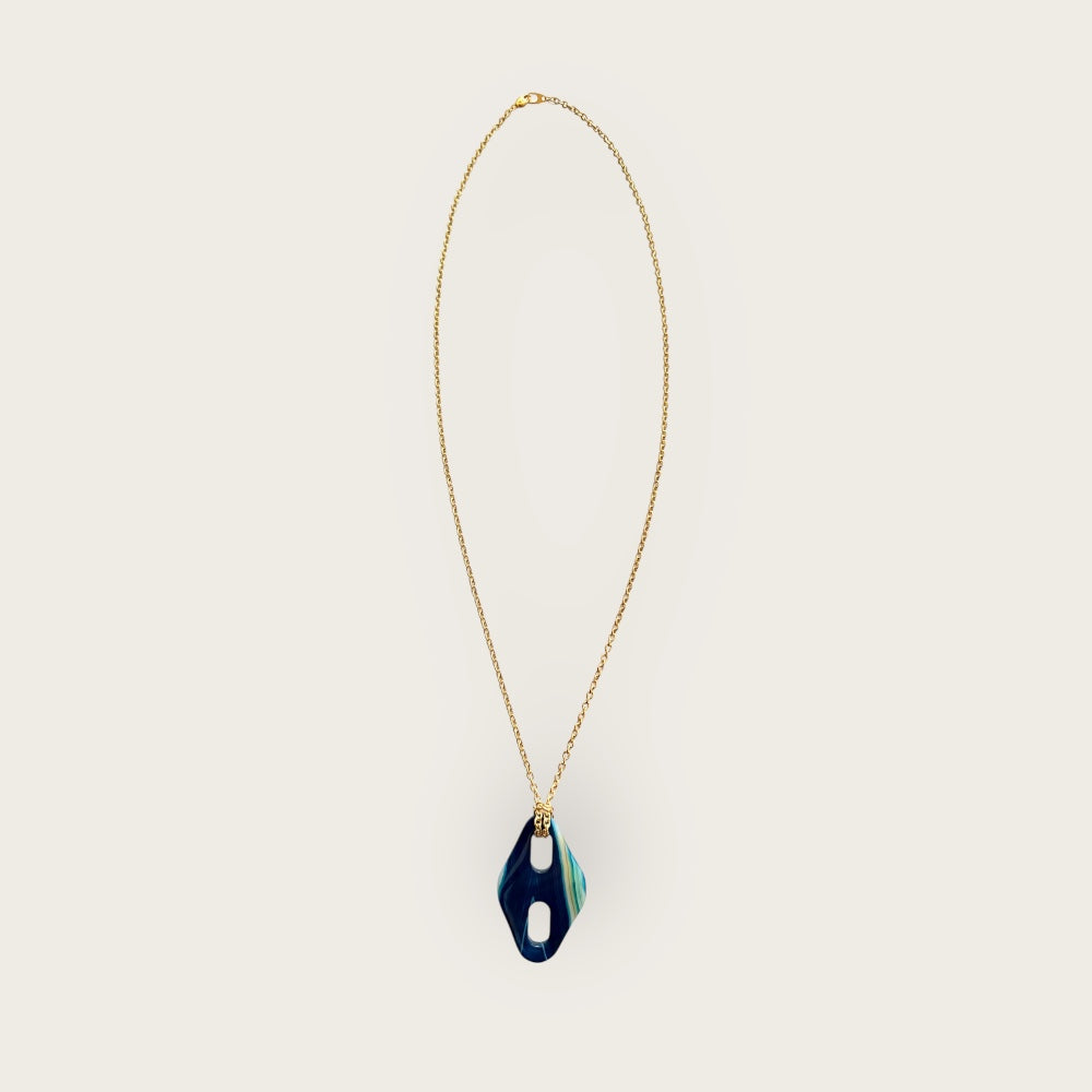 Long natural blue Agate necklace