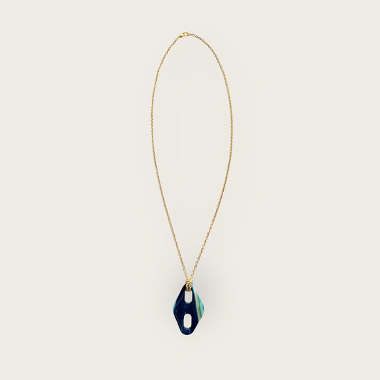 Long natural blue Agate necklace
