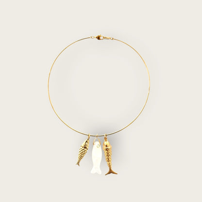Ras du cou necklace with Fish pendants