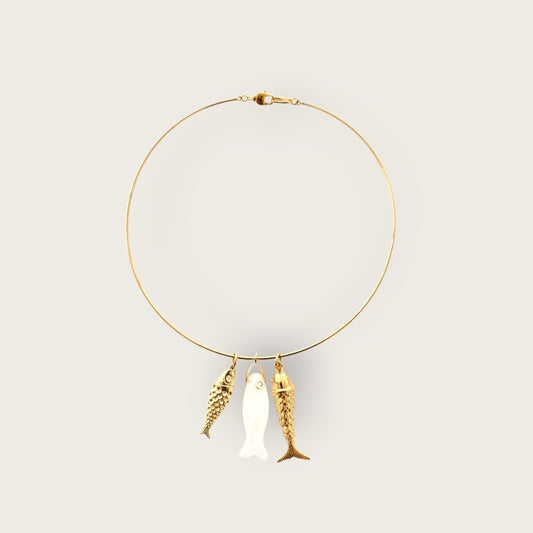 Ras du cou necklace with Fish pendants