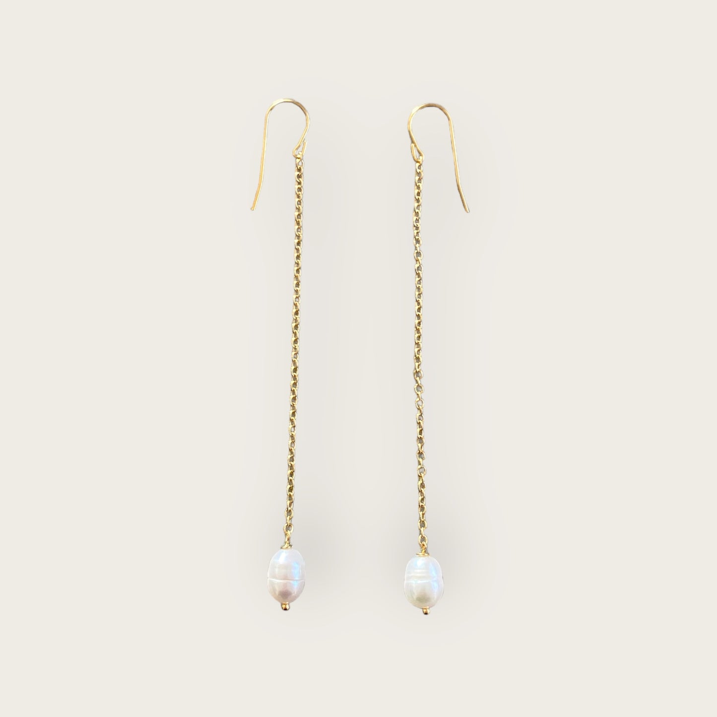 Long pearl earrings