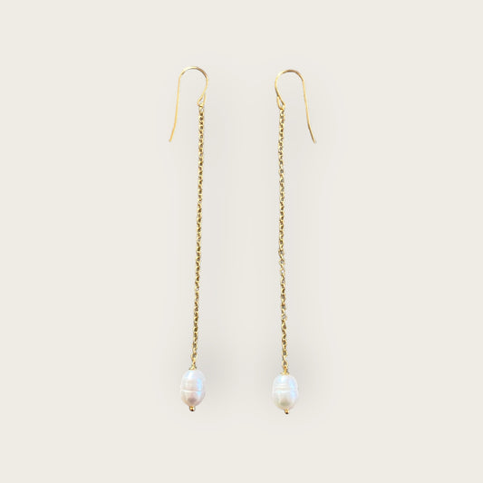 Long pearl earrings