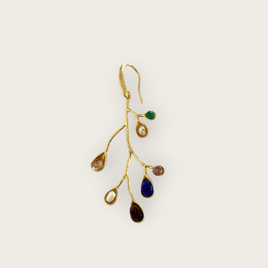 Single earring with gemstones