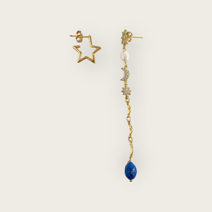 Earring with moon and star