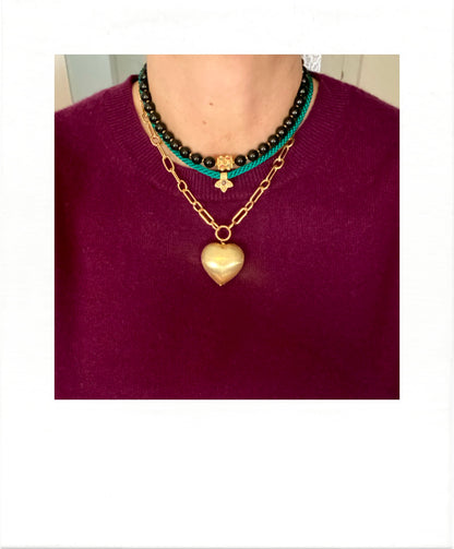 Silk braided cord with pendant