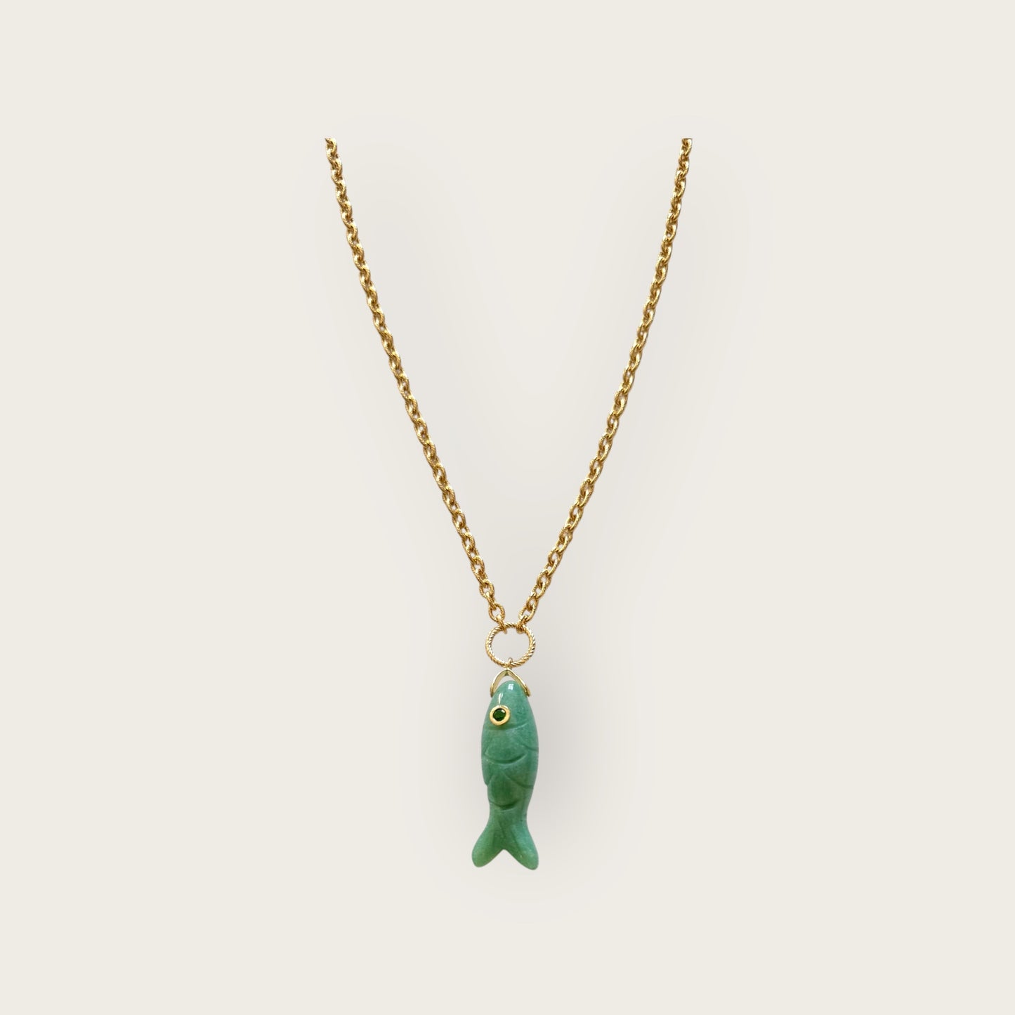 Long Aventurine fish necklace