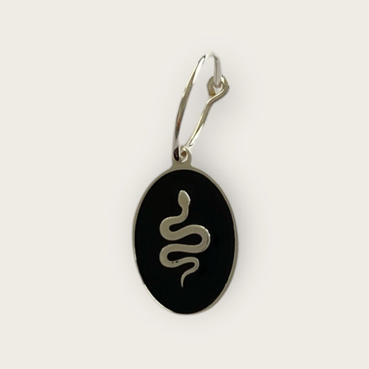 Creole with snake pendant