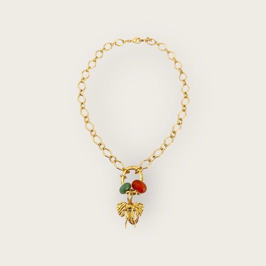 Necklace with Elephant and gemstones