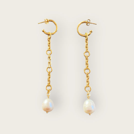 Long pearl earrings