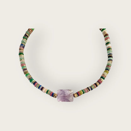 Ras du cou necklace with Amethyst and gemstones