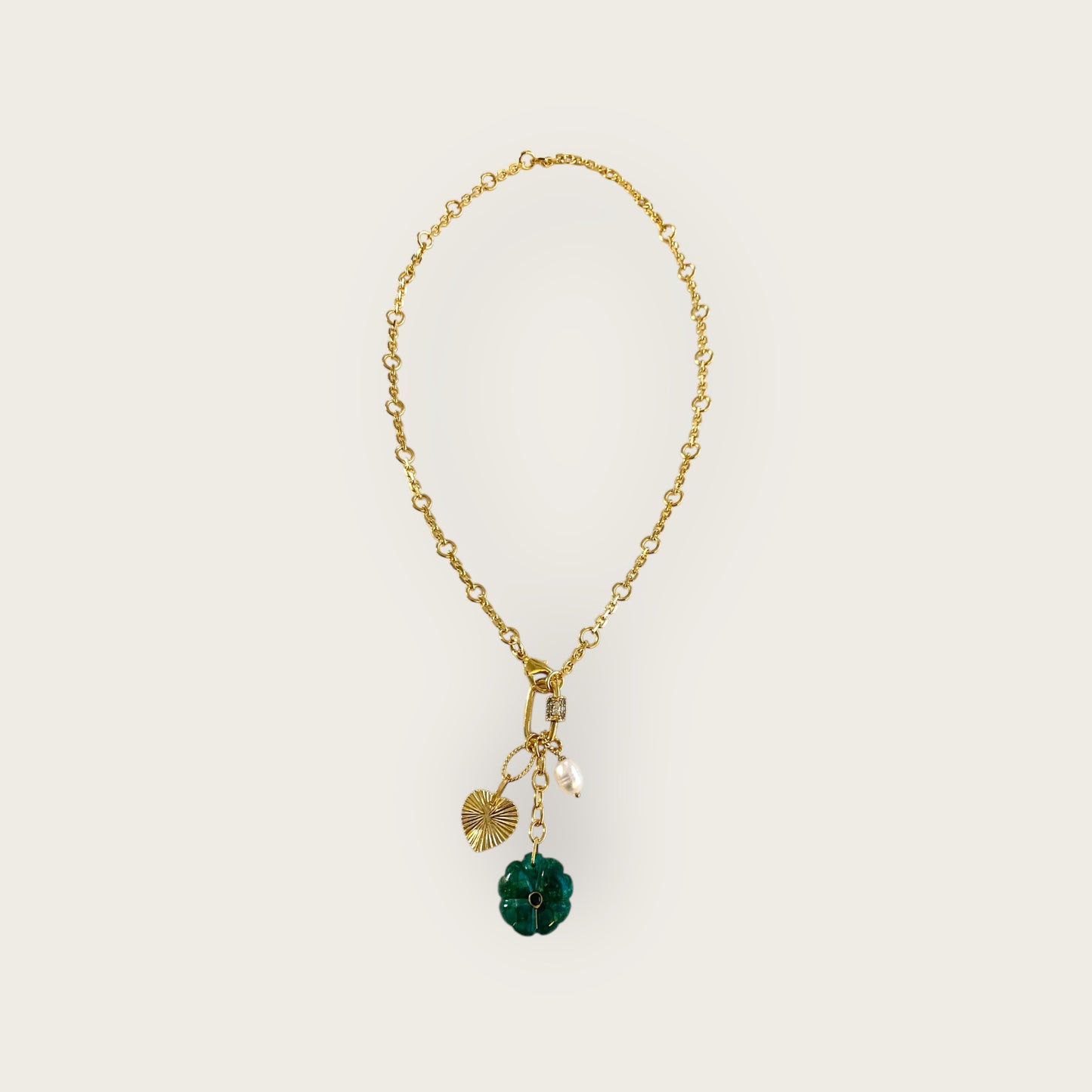 Necklace with Chrysoprase flower