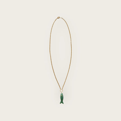 Long Aventurine fish necklace