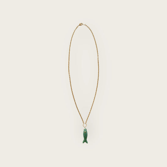 Long Aventurine fish necklace