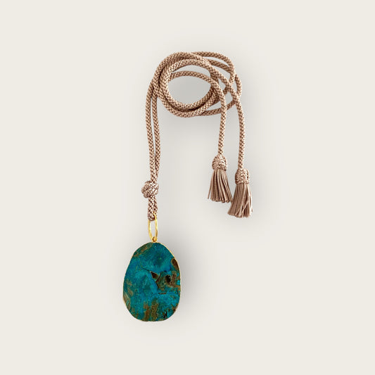 Botswana turquoise pendant on silk cord