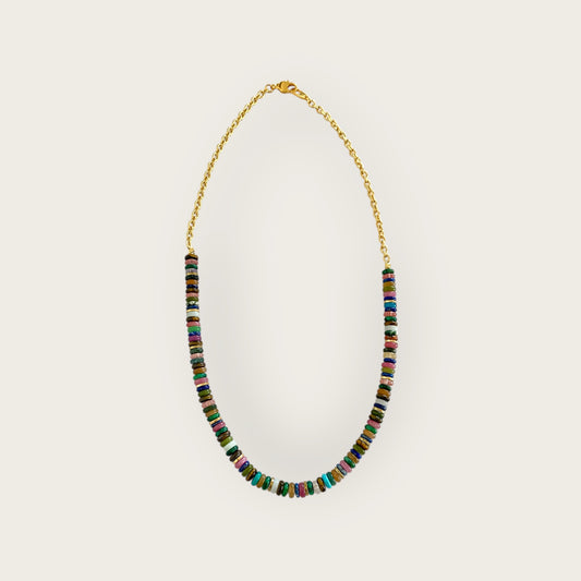 Necklace with gemstone discs
