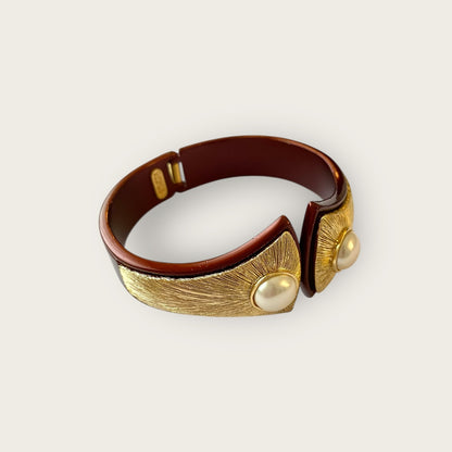 Vintage 80’ bracelet in gold and burgundy with pearls