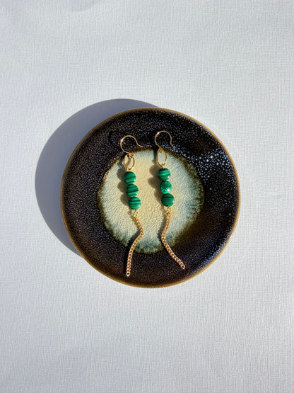 Earrings with malachite