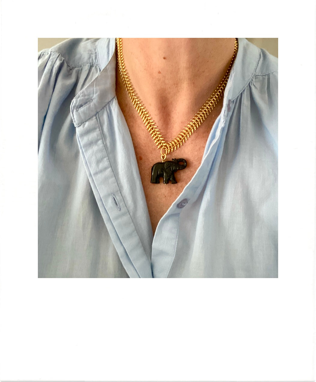 Onyx elephant necklace