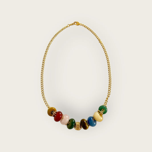 Necklace with gemstone doughnuts