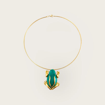 Vintage Frog pendant with choker
