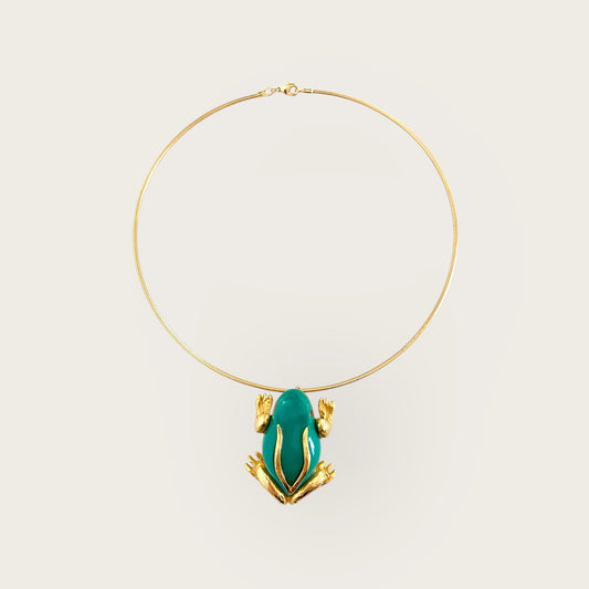 Vintage Frog pendant with choker
