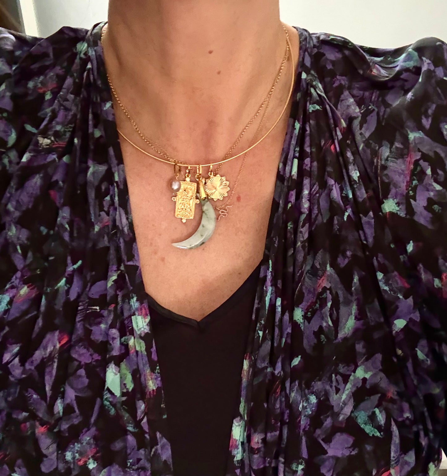 Soft ras du cou necklace with pendants