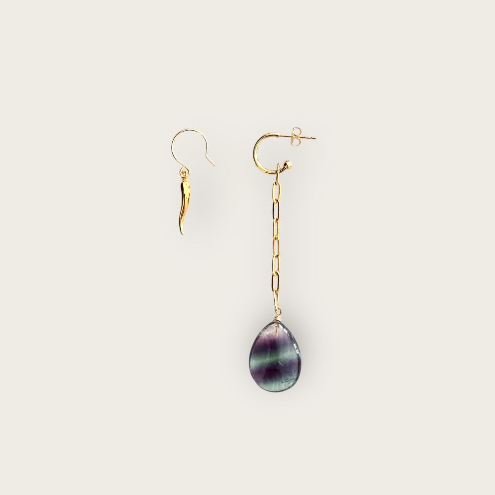 Earrings with fluorite drop