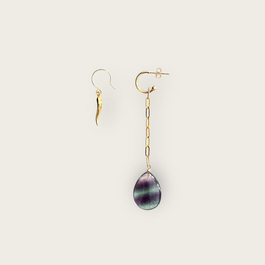 Earrings with fluorite drop