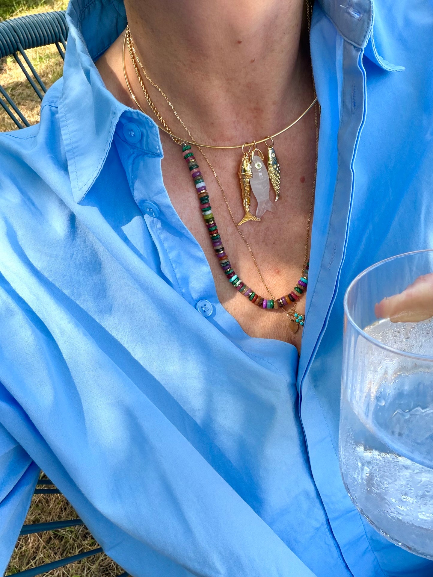 Ras du cou necklace with Fish pendants