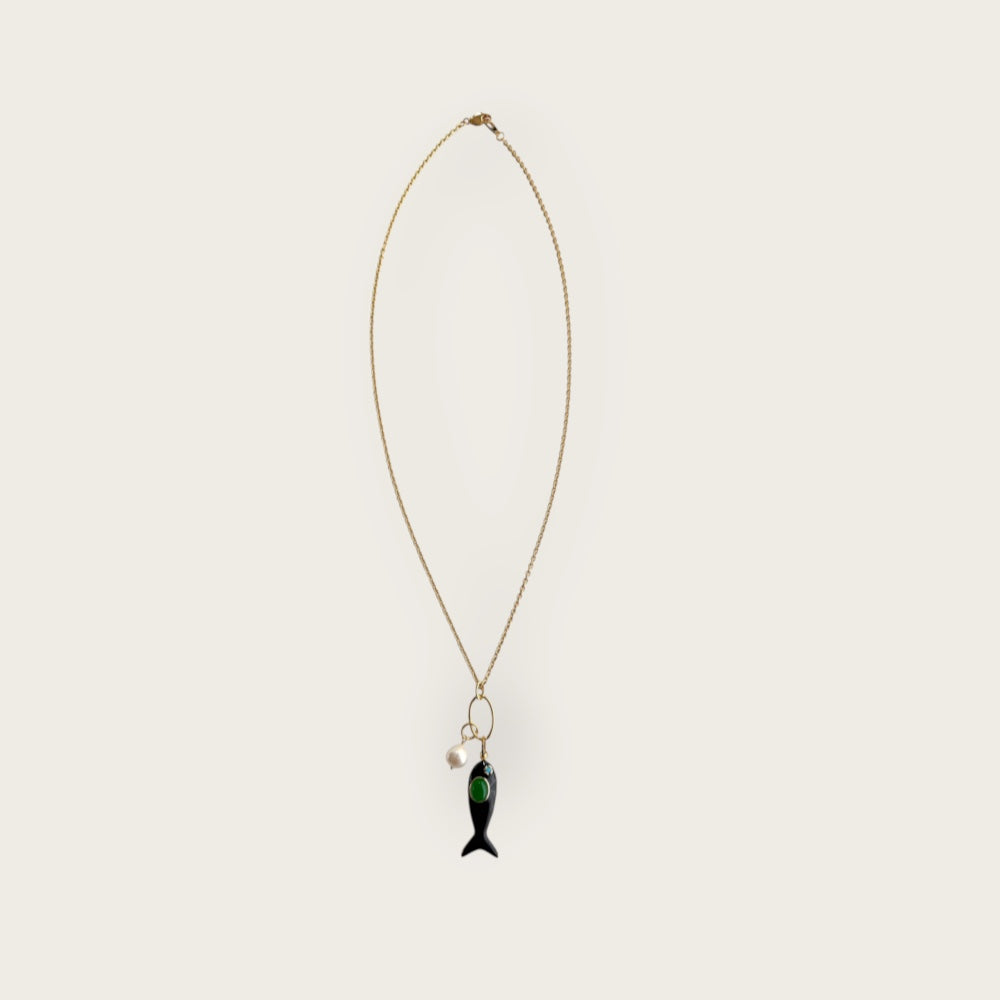 Necklace with enamel fish