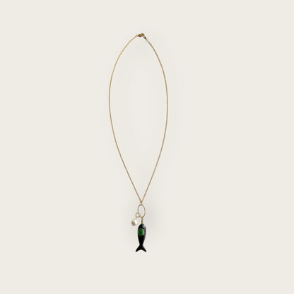 Necklace with enamel fish