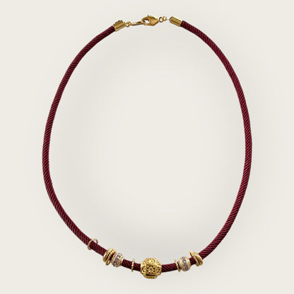 Burgundy cord with charms