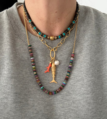Necklace with fish and coral