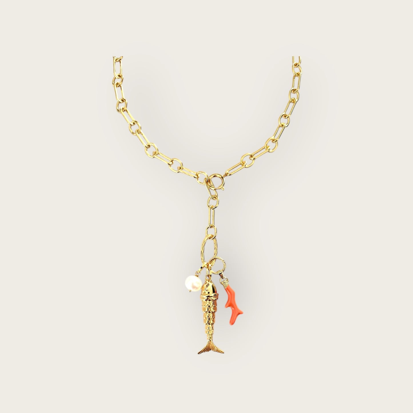 Necklace with fish and coral