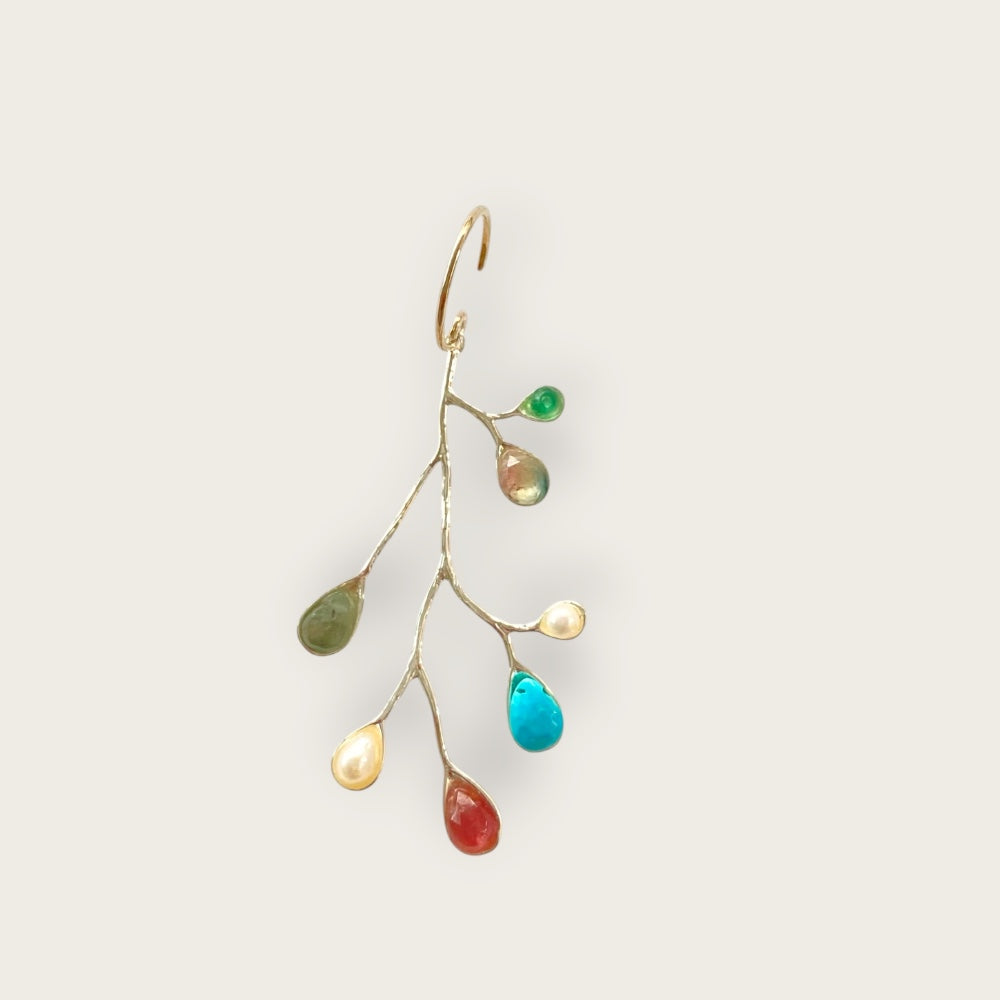 Single earring with gemstones