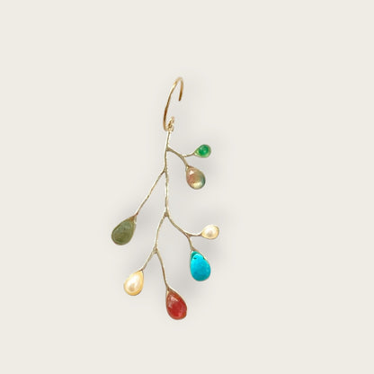 Single earring with gemstones