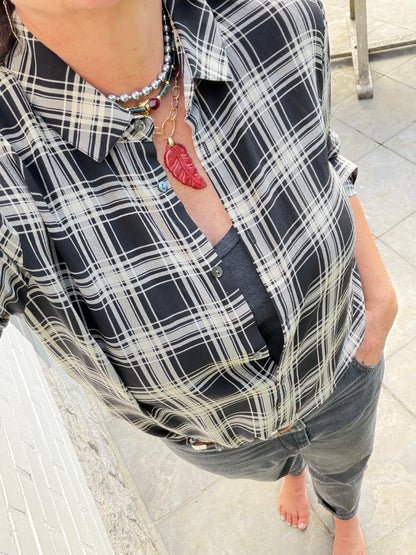 Carved red Jade feather necklace