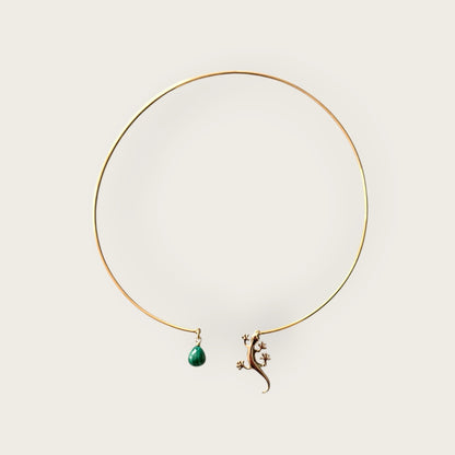 Ras du cou necklace with malachite and salamander