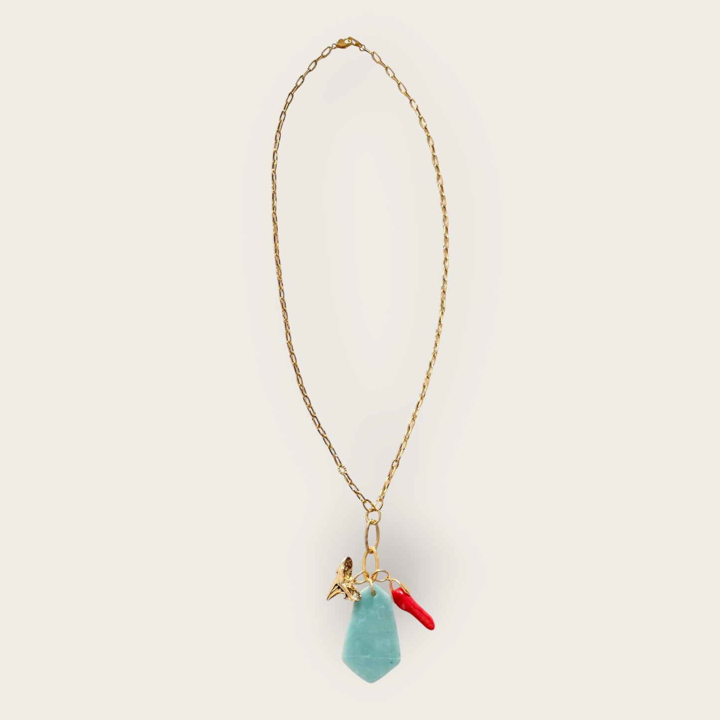 Long necklace with Amazonian stone pendant