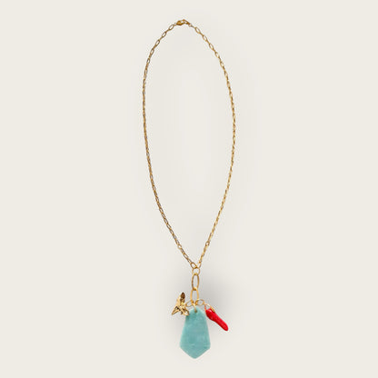 Long necklace with Amazonian stone pendant