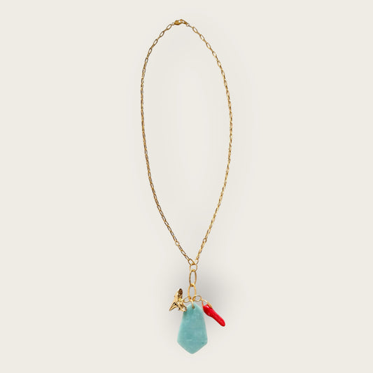 Long necklace with Amazonian stone pendant