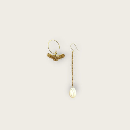 Earrings with eagle and mother of pearl